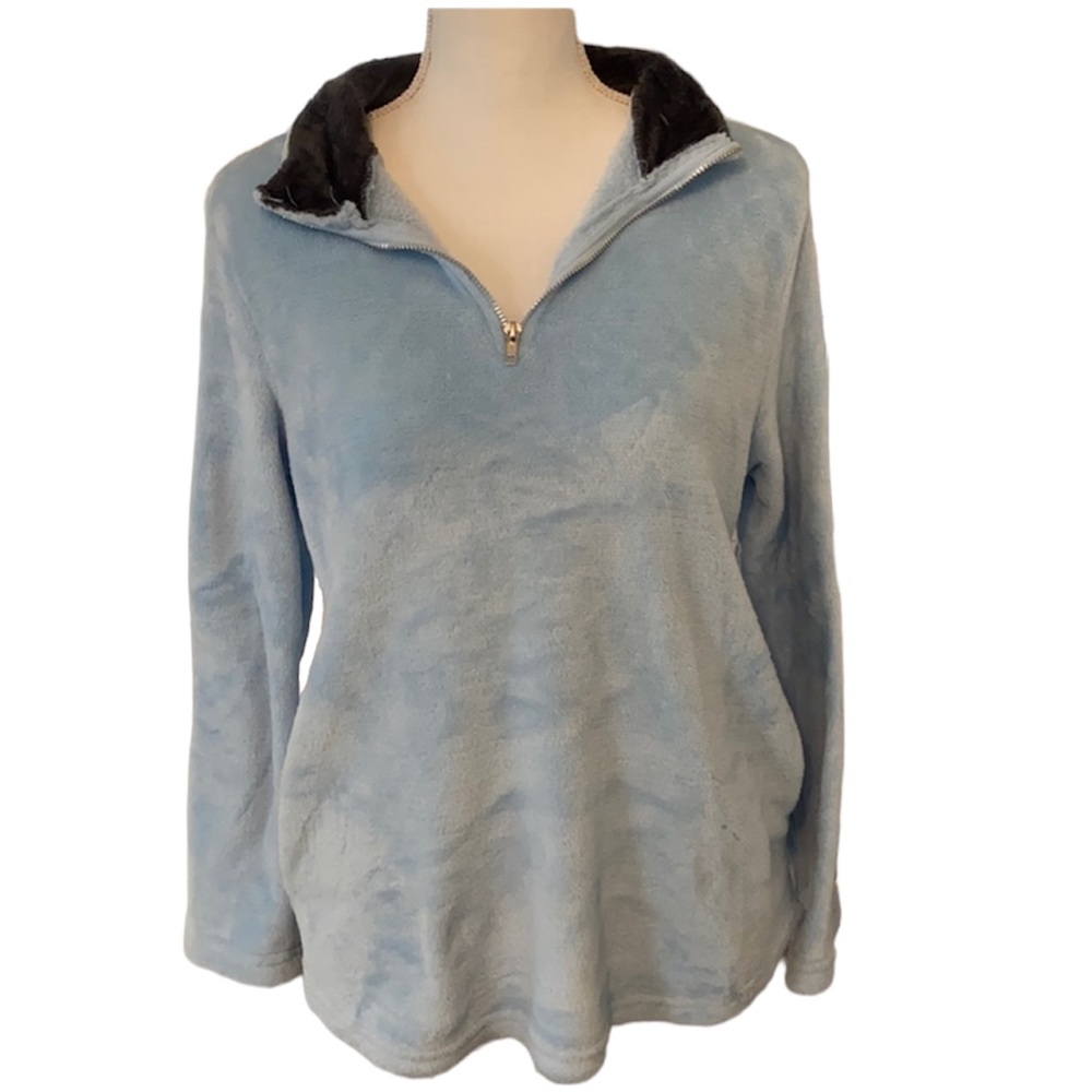 Fuzzy Blue Quarter Zip Sweatshirt